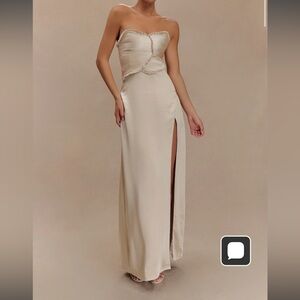 Meshki Cream Strapless Gown